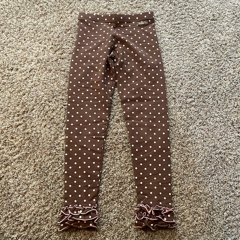 Brown polkadot leggings by Matilda, Jane